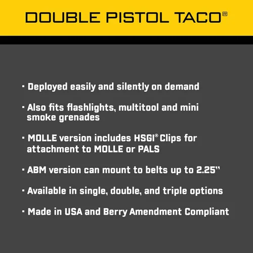 Vista 5 de High Speed Gear, bolsa para cargador de pistola doble TACO MOLLE, fabricado en los Estados Unidos.