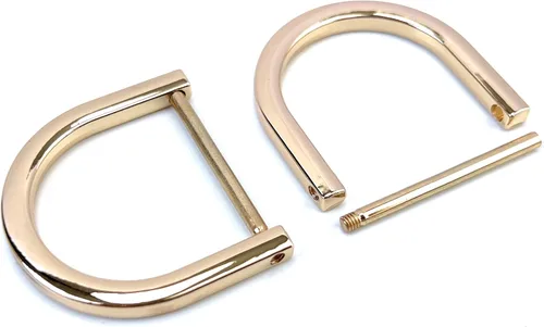 Vista 18 de 4 anillos en D resistentes de 1-1/2 pulgadas de oro dorado en forma de U de repuesto para bolso, llavero, collar de perro