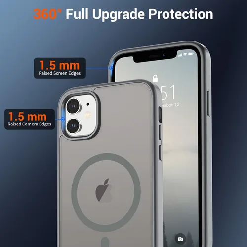 Vista 151 de SUPFINE - Funda magnética para iPhone 13 Pro Max (compatible con MagSafe), (protección contra caídas de grado militar de 10 pies), delgada, Negro