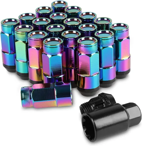 Vista 11 de 20 piezas de tuercas de llanta de extremo cerrado M12X1.5 para llantas de rueda + casquillo (negro)