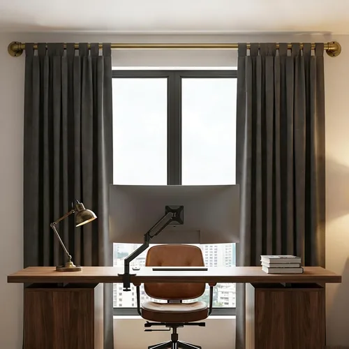 Vista 8 de Barra de cortina industrial de latón envejecido para ventanas de 18 a 45 pulgadas, poste de cortina ajustable de 1 pulgada, barras de cortina