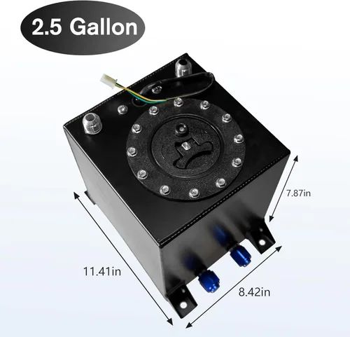 Vista 2 de Celda de combustible de aluminio pulido de 2.5 galones con sensor de nivel de tapa negro