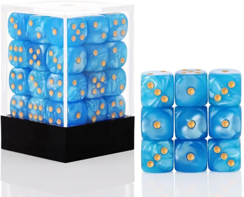 Vista 46 de Juego de 24 dados de 16mm de 6 caras, juego de dados D6 con patrón de perlas, dados estándar de 6 caras para Yahtzee, Bunco o enseñanza