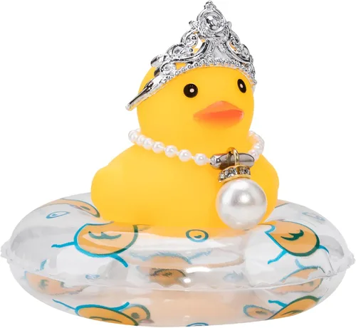 Vista 8 de wonuu Decoración de pato para tablero de automóvil, accesorios de goma con collar de perlas, corona, mini anillo de natación y gafas de sol