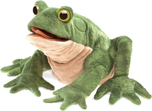 Folkmanis Marioneta de mano de sapo, verde/bronceado claro