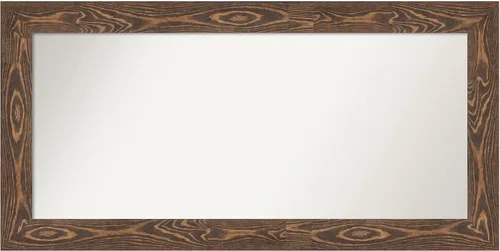 Vista 214 de Amanti Art Espejo de baño marrón para sobre fregadero, 26 x 26 pulgadas, espejo de tocador cuadrado marrón rústico Alexandria, marco de madera