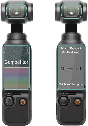 Vista 5 de Mr.Shield Protector de pantalla para cámara DJI Osmo Pocket 3 [lente+pantalla LCD] [3+3 unidades] [vidrio templado] [vidrio japonés con dureza 9H]