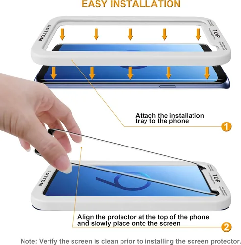 Vista 2 de Supershieldz Protector de pantalla de vidrio templado diseñado para Samsung (Galaxy S9 Plus) con bandeja de fácil instalación, antiarañazos, sin