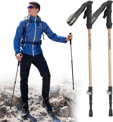 ATUNAS Trekking Poles, 2-Pack Lightweight Aluminum Collapsible Hiking Sticks with EVA Grip and Quick Lock for Men and Women