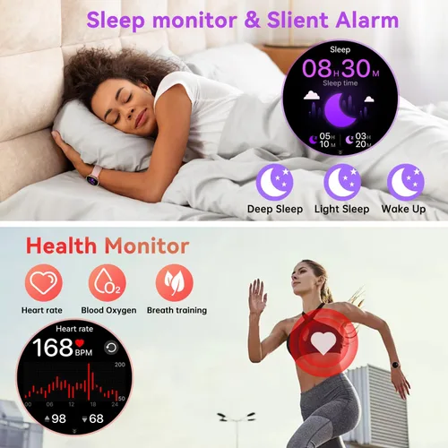 Vista 3 de Reloj inteligente para mujer con rastreador de ejercicio: resistente al agua, para correr, relojes digitales para hombre, responder llamadas, reloj