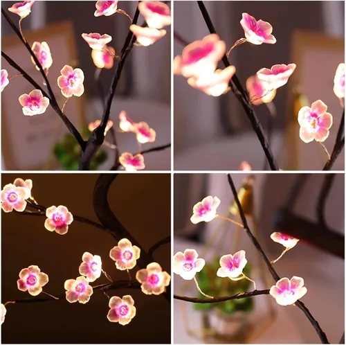 Vista 5 de 36 luces LED brillantes de cerezo en forma de árbol, lámpara de hadas, lámpara de árbol espiritual artificial para manualidades, funciona