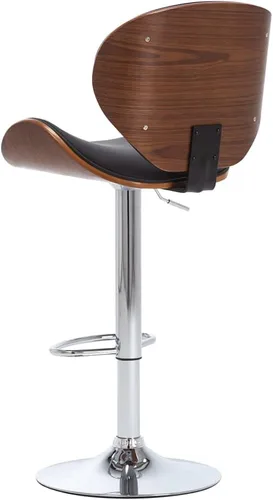 Vista 3 de Adjustable Height Bar Stool with Footrest Black Faux Leather Upholstered Counter Stool Wooden Frame Metal Base for Kitchen Island Dining Room