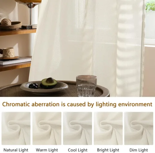 Vista 6 de MAIHER Cortinas de lino natural extralargas de 120 pulgadas para sala de estar, techo alto, juego de 2 paneles de cortinas filtrantes de luz