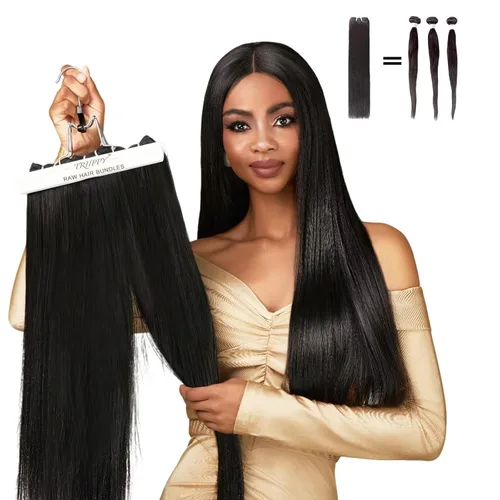 TRIIPPY Paquetes de cabello humano liso, 100% cabello camboyano crudo tejido para coser 3 paquetes, triple la duración sobre el paquete de cabello