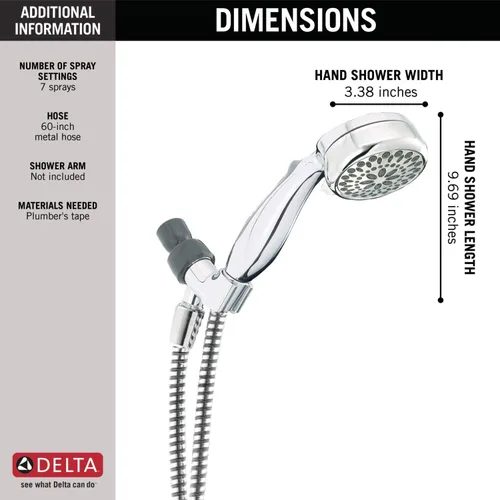 Vista 3 de Ducha de mano Delta Faucet con 7 ajustes manuales, 75700