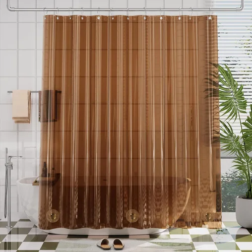 Vista 43 de AmazerBath Cortina de ducha larga de 36 x 84 pulgadas, cortina de ducha transparente de PEVA grueso resistente, cortina estrecha con 2 piedras