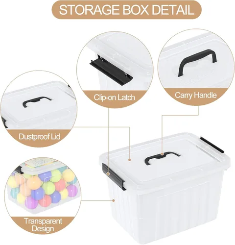 Vista 6 de Jekiyo Cajas de plástico con cierre de 12 cuartos de galón, contenedores de almacenamiento transparentes con tapas, paquete de 6