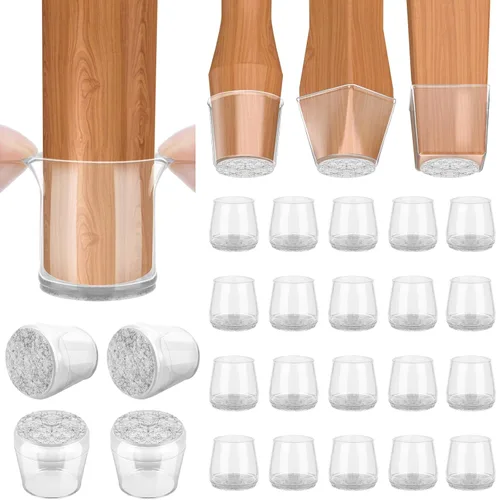 Vista 26 de BALEINE Paquete de 32 protectores de silicona para patas de silla, tapas protectoras de patas de taburete, tapas antideslizantes para patas de silla