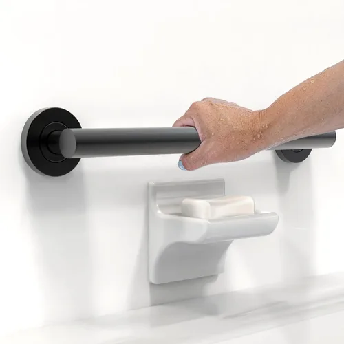 Vista 15 de Barra de agarre compatible con ADA, soporte de peso de 500 libras para seguridad en el baño (16 pulgadas, negro mate)