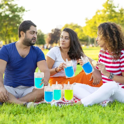 Vista 5 de 100 frascos de plástico, bolsas de bebidas ocultables y reutilizables de 8 onzas, a prueba de fugas, para viajes, deportes al aire libre