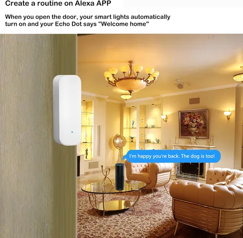 Vista 3 de Sensor de puerta WiFi, sensor inteligente de puerta de ventana, sensor de contacto Alexa para seguridad del hogar, detector de apertura de puerta