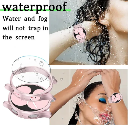 Vista 6 de HASDON Paquete de 6 + 6 fundas protectoras de pantalla para Samsung Galaxy FE/Galaxy Watch 5/Galaxy Watch 4 de 1.575 pulgadas, película de vidrio