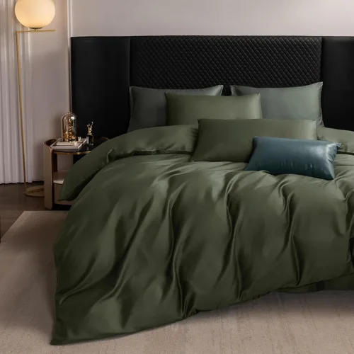 Vista 9 de MooMee Juego de funda de edredón 100% algodón de fibra extra larga de 600 hilos, satén sedoso, suave, transpirable, duradero, ropa de cama de Azul