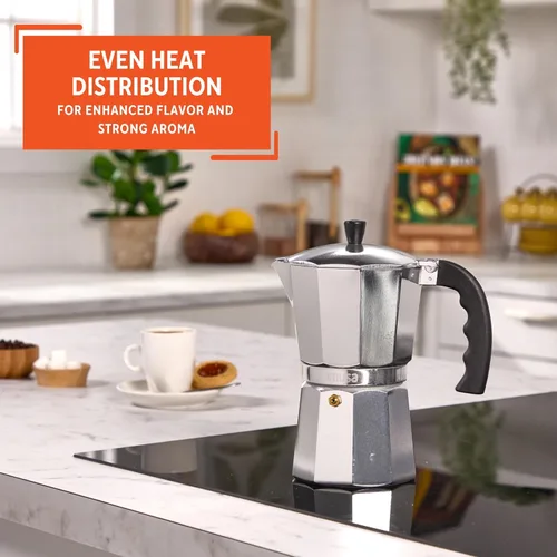 Vista 7 de IMUSA Cafetera de Cocina de Aluminio Fundido de 9 Tazas, Olla de Moka para Café al Estilo Cubano, Italiano y Espresso