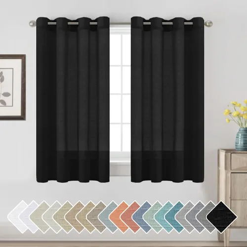 Vista 99 de H.VERESAILTEX - Cortinas de lino natural mezclado con 2 paneles semi transparentes de lino texturizado para sala de estar/dormitorio filtrado