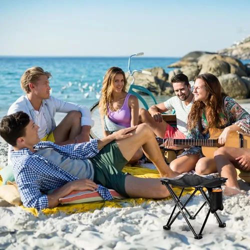 Vista 6 de Cididu Paquete de 2 taburetes de campamento, silla de camping compacta de 13 pulgadas, asiento plegable ligero con bolsillo lateral y bolsa