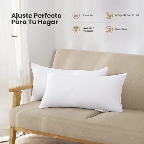 Vista 4 de Acanva Insertos de Almohada Decorativa Cuadrados, Relleno Hipoalergénico para Cojín Decorativo, 14" L x 14" A, Blanco