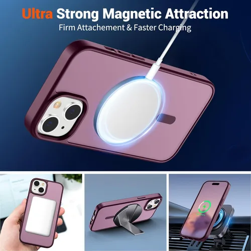 Vista 917 de SUPFINE - Funda magnética para iPhone 13 Pro Max (compatible con MagSafe), (protección contra caídas de grado militar de 10 pies), delgada, Negro