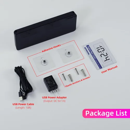 Vista 7 de Reloj de Pared Digital LED con Pantalla Grande, Dígitos Grandes, Brillo Automático, Formato 12/24 Horas, Reloj de Pared Eléctrico Moderno Pequeño