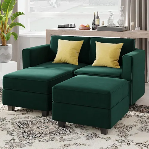 Vista 225 de Belffin Sofá modular Módulo medio con almacenamiento Accent Silla sin brazos para sofá modular seccional terciopelo negro