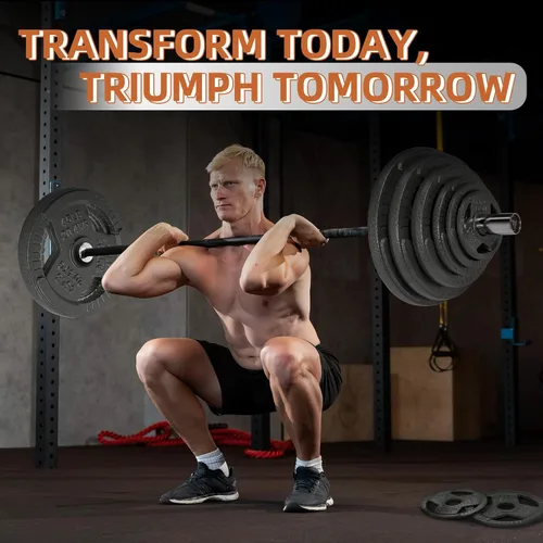 Vista 7 de Fitvids 2 Inch Olympic Barbell Weight Plates, 2.5 LB to 45 LB Plates for Home Gym Strength Training, Triple-handle Design