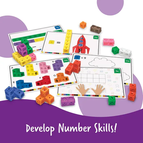 Vista 3 de Learning Resources MathLink Cubes Conjunto de Actividades de Matemáticas Tempranas - 115 Piezas, Edades 4+, Imprescindibles para el Aula