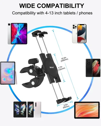 Vista 6 de woleyi Soporte para micrófono para tableta, micrófono con abrazadera en C ultra estable, compatible con iPad Pro/Air/Mini, Galaxy Tabs/Z Fold, Fire