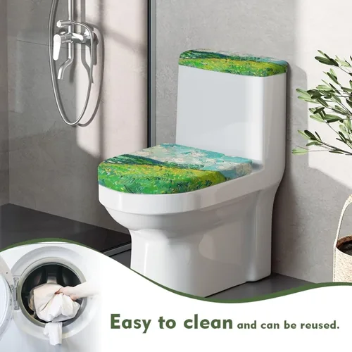 Vista 60 de Flashideas Juego de cubierta para tanque y tapa de inodoro con estampados de patas de perro coloridas - Elástico, se adapta a la mayoría de tanques
