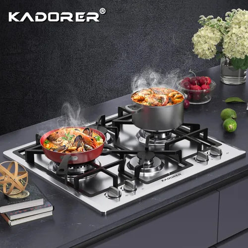 Vista 7 de Placa de cocina de gas de 24 pulgadas, estufa de gas integrada con 4 quemadores, cocinas convertibles NG/LPG, placa de cocina de propano de doble