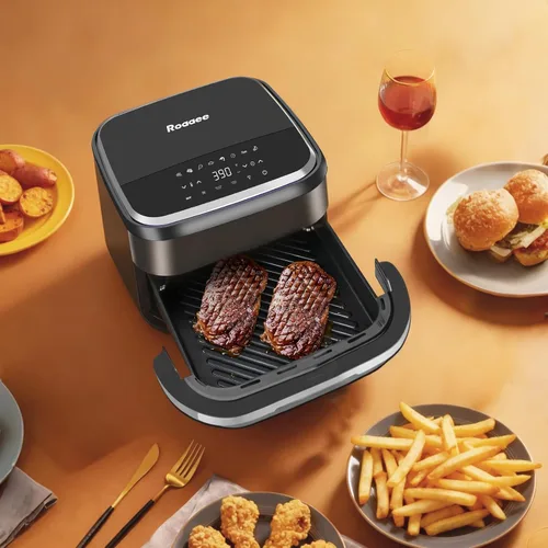 Vista 8 de Horno de pizza y freidora de aire, freidora de aire plana 11 en 1 de 4.5 cuartos de galón con tecnología superior de flujo de aire superior e