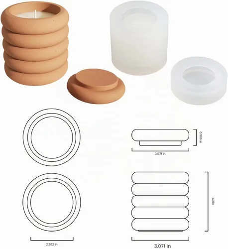 Vista 4 de BOOWAN NICOLE Molde de silicona para recipiente de vela para hormigón, moldes de maceta de tarro de vela, molde de silicona para bricolaje SH0799