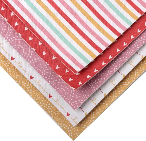 Vista 3 de David accessories Hojas de tela de cuero sintético con estampado de corazón arcoíris, 5 piezas de 7.7 x 12.9 pulgadas
