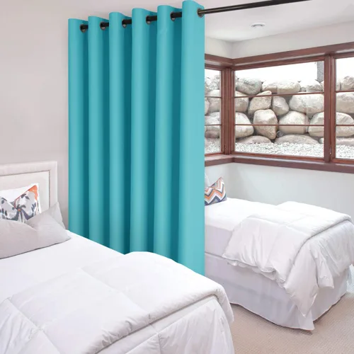 Vista 13 de DWCN Cortina divisora de habitación para total privacidad con bloqueo de luz - Cortinas térmicas para puerta de patio, sala de estar, división