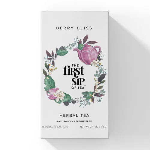 Vista 2 de The Spice Hut Berry Bliss Caja de té de hierbas, 16 bolsas de té, el primer sorbo de té (SHBX103)