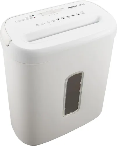 Vista 16 de Amazon Basics - Trituradora de papel y tarjetas de crédito de corte cruzado de 6 hojas para casa y oficina con contenedor de 3.8 galones, negro