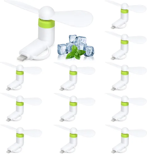 Vista 8 de Mini ventilador de 12 unidades, mini ventilador 2 en 1 para teléfono celular compatible con iPhone, iPad, teléfono inteligente Android, tableta Negro