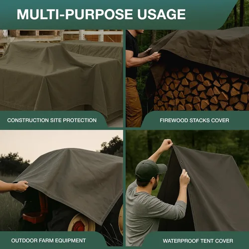 Vista 6 de CCS CHICAGO CANVAS & SUPPLY - Lona impermeable resistente, extraduradera, para varios usos, funda de lona de campamento con ojales inoxidables