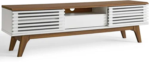 Vista 18 de Modway Render - Mueble moderno de mediados de siglo para mesa de bufé o TV de 160 cm, color nogal