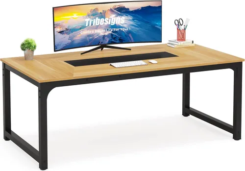 Vista 38 de Tribesigns Escritorio Moderno para Computadora, Escritorio de Oficina Grande de 63 Pulgadas, Mesa de Computadora, Escritorio de Estudio y Escritura
