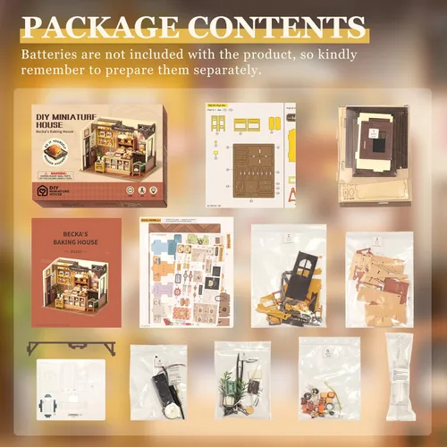 Vista 5 de ROBOTIME Kit de casa en miniatura con accesorios DIY Mini casa de muñecas con tienda diminuta Kit de fabricación con luz LED Hobby Regalos